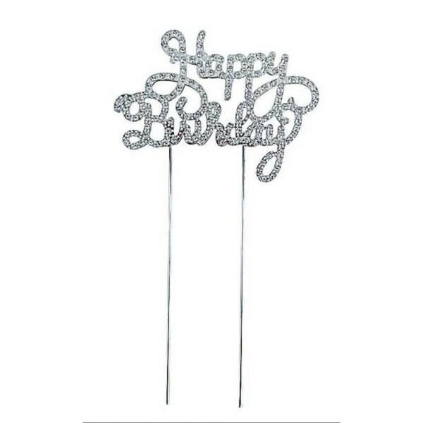 Dortisimo Zápich do dortu kovový stříbrný Happy Birthday