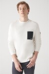 Avva Men's White Crew Neck Thread Fleece Printed Standard Fit Regular Fit Sweatshirt