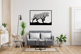 Strom života býk dekorace na zeď Rozměr (cm): 38 x 25, Dekor: Černá