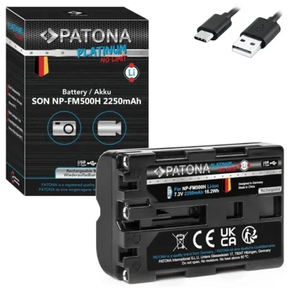 PATONA NP-FM500H Platinum / Baterie pro foto Sony / 2250 mAh / Li-Ion / USB-C nabíjení (PT1374)
