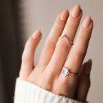 Royal Fashion prsten 14k zlato Vermeil GU-DR23091R-ROSEGOLD-MOONSTONE-TOPAZ Velikost: 7 (EU: 54-56)