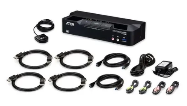 ATEN / 2-portový KVM přepínač / USB 3.0 / DisplayPort 8K / dva monitory / KVMP / vč. kabelů (CS1942DPA-AT-G)