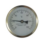 MEREO - Teploměr bimetalový DN 80, 0 - 120 °C, zadní vývod 1/2", jímka 50 mm PR3052