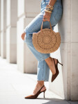 Dámské semišové jehlové boty s otevřeným podpatkem hnědé FashionStreet ZY1385 38