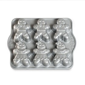 Nordic Ware forma na 6 báboviček Perníkové postavičky stříbrná 1 l - Nordic Ware Hliníková forma na pečení ve tvaru perníčků Silver, stříbrná barva, kov