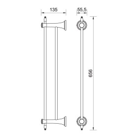 NOVASERVIS - Dvojitý držák ručníků ANTICA 600 mm, bronz AAI10BR