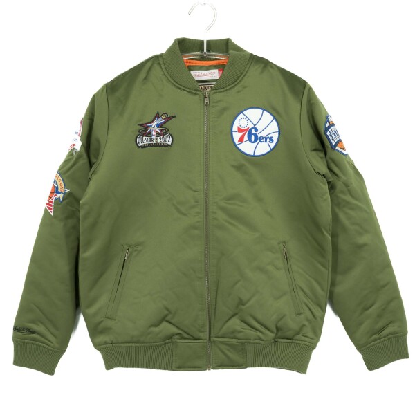 Mitchell & Ness Pánská bunda Philadelphia 76ers NBA Olive Heavyweight Satin Velikost: XL