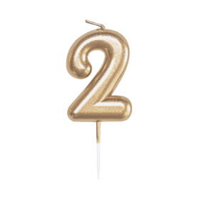 Svíčka dortová zlatá 5 cm číslo 2