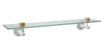 MSV IANA nástěnná polička bílá / sklo / ocel / bambus / 50 x 13,4 x 7,2 cm