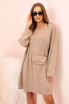 Dámská viskózová sukýnka Plus Size s kabelkou na řetízku tmavě béžová UNI