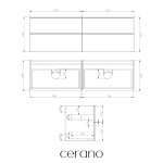 CERANO - Koupelnová skříňka pod umyvadlo s úchytkou Velora - bílá matná, zlatá úchytka - 158x53x46,5 CER-664978