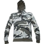 Mikina CRAMBE HOODIE pánská krátký zip ŠEDÁ camouflage s kapucí a klokankou S šedá camouflage