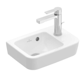 VILLEROY & BOCH - O.novo Umývátko Compact 36x25 cm, s přepadem, 1 otvor pro baterii vpravo, CeramicPlus, alpská bílá 434336R1