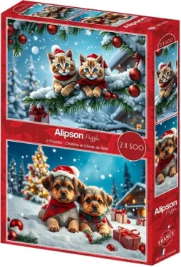 ALIPSON Puzzle Vánoční koťátka a štěňátka