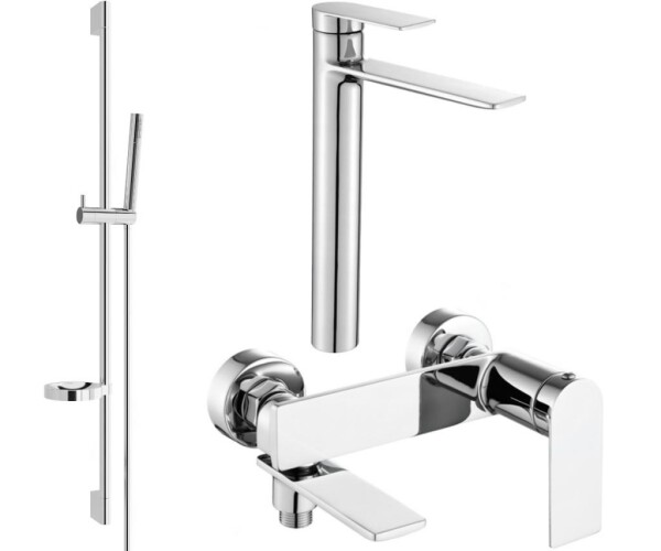 MEXEN - Zero SET umyvadlová + vanová baterie s příslušenstvím DS70, chrom 7113DS70-00