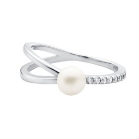 Stříbrný prsten bílou perlou Agapi, stříbro 925/1000, Stříbrná mm)