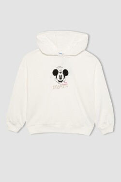 DEFACTO Girls Disney Mickey Minnie Relax Fit Hooded Sweatshirt