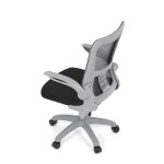 Kancelářská židle, tmavě šedá síťovina, šedý plast, kolečka na tvrdé podlahy