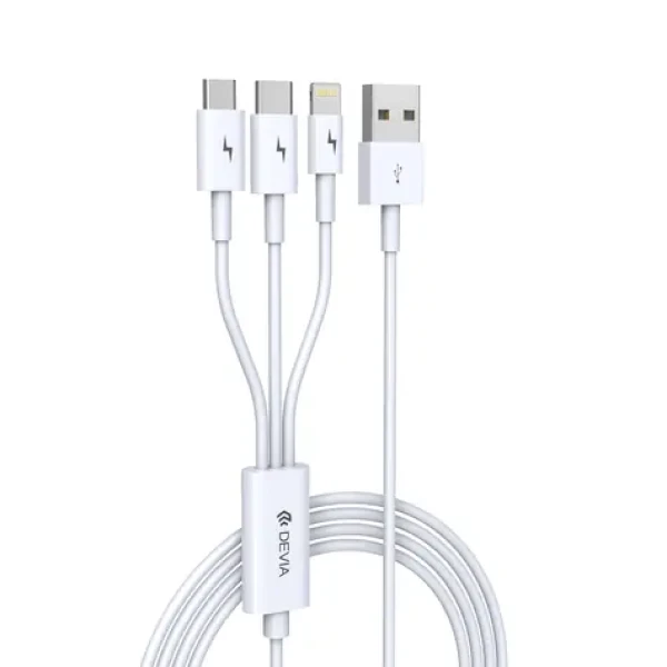 Devia USB 3v1 Micro-USB, USB-C a Lightning / Nabíjecí kabel / 1,2 m / 3 A (DV-9975)