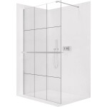 CERANO Sprchová zástěna Walk-in Onyx Cube L/P - 8 mm + polička/držák na ručníky - hranatá vzpěra - chrom, industriální sklo - 120x200 cm