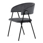 Židle jidelní, šedá látka, černá kovová noha