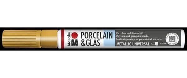 Marabu Popisovač na sklo/porcelán 1-2 mm - zlatý