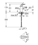 GROHE - BauCurve Umyvadlová baterie, chrom 32848000