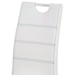 Jídelní židle, potah bílá ekokůže, černé prošití, kovová čtyřnohá chromovaná pod