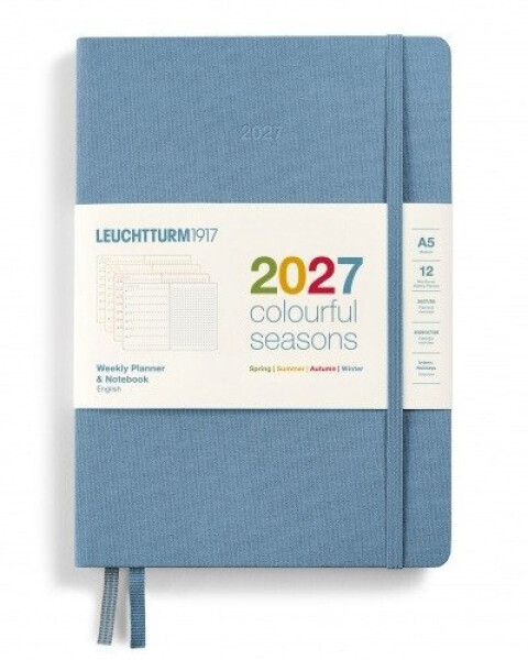 Týdenní plánovač Zápisník, tečkovaný Medium A5 2027, Colourful Seasons, Winter, anglicky - -