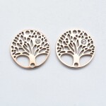 Mezidíl z nerezové oceli s kubickým zirkonem - různá provedení - strom života - 15 x 15 x 2 mm - 1 ks Barva: Zlatá