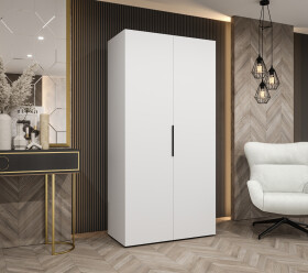 Šatní skříň Abi Marbella 1 Rozměry: 100 cm, Pásky / úchyty: Černá, Barva korpusu + barva dveří: Bílá + Bílá