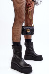 Dámské kožené kotníkové boty na masivní platformě Maciejka A7161-01 Černé 41