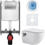 CERANO - Kompletní WC set Basic/Dure - bílá lesklá - WC tlačítko Dualo/Stříbrná - pro zazdění - 51x35 CER-8050BD85904