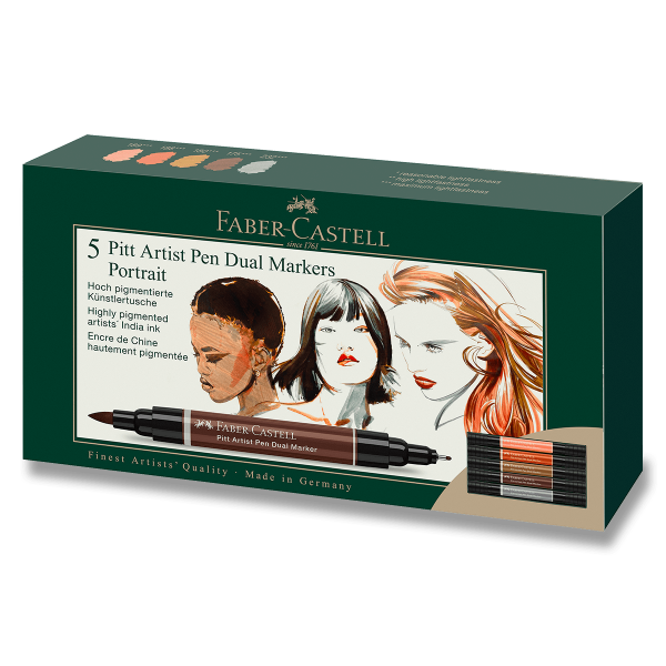 Popisovač Faber-Castell Pitt Artist Pen Dual Marker Portrait sada 5 ks
