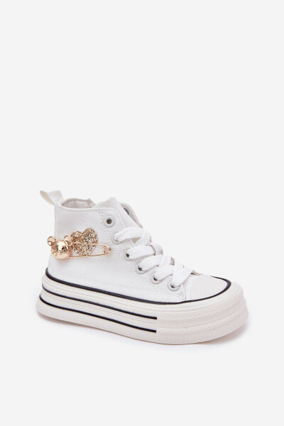 Dětské Vysoké Tenisky Se Zlatou Dekorací Bílé Elvena 28