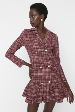 Trendyol vícebarevná sukně volánkovým tlačítkem detailním tvídem tkané šaty