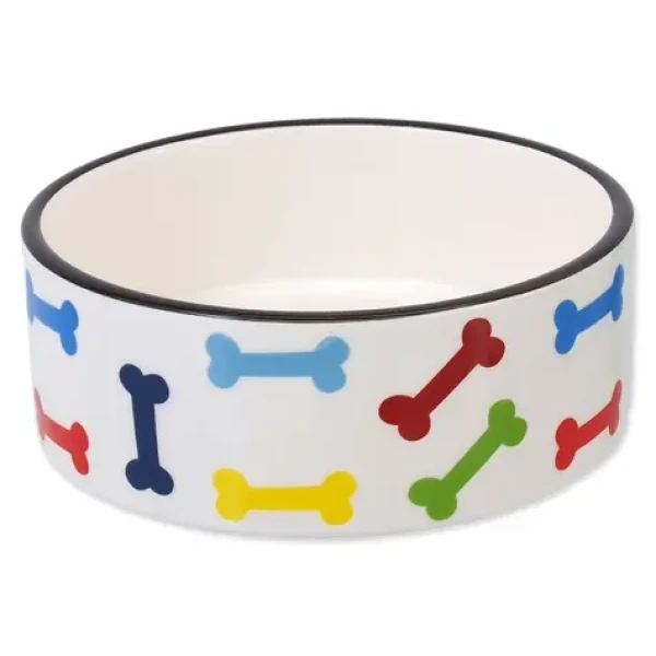 Dog Fantasy Miska keramická potisk barevné kosti bílá 15.5x 6cm 790ml (454-80920)