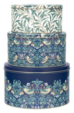 Plechovky kulaté 3ks Arts Crafts - Strawberry Thief