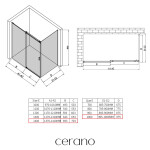 CERANO - Sprchový kout Santoro - levá - 6 mm - chrom, mléčné sklo - 140x100 - posuvný CER-665728