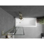 MEXEN/S - Next L vanová zástěna FIX 60 x 150, černá vzor, zlatá kartáčovaná 895-060-000-03-77-55