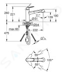 GROHE - Eurodisc Cosmopolitan Páková dřezová baterie, chrom 32257002