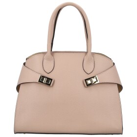 Módní dámská kožená kabelka do ruky Arietta, růžová