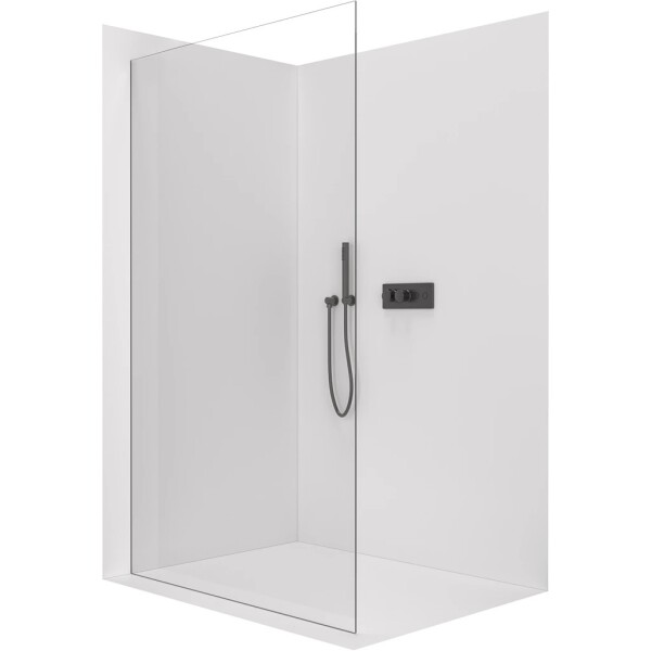 CERANO Sprchová zástěna Walk-in Crystal L/P - 10 mm - bezvzpěrový systém - černá matná, transparentní sklo - 160x200 cm