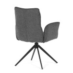 Židle jídelní, šedá látka, 360° vratný mechanismus, černý kov