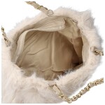 Módní dámská plyšová kabelka do ruky Lilith, světle béžová