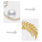 Brož s perlou a Swarovski Elements krystaly Jacinta, Zlatá
