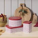 Ib Laursen Kulatá plechová dóza Christmas Hygge, červená barva, kov