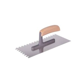 Hladítko nerez, zub 6x6 mm, 280 mm, dřevěná rukojeť s polyamidovou patkou