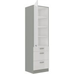 Vysoká potravinová skříňka 60 DKS-210 3S 1F - Premium box Barva korpusu: Šedá, Barva dvířek: Krémový lesk (Karmen)