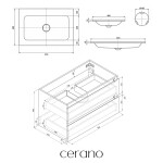 CERANO - Koupelnová skříňka Carole - antracitová + umyvadlo z lit. mramoru Amati - bílá matná - 80,5x49,5x46,5 CER-116224